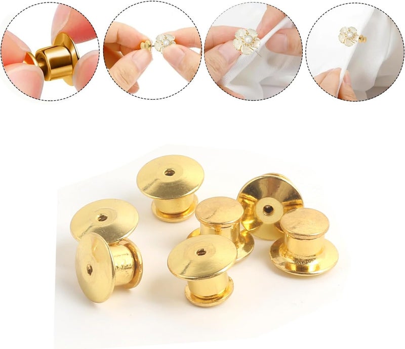 suyncyi 30 PCS Locking Pin Backs,Locking Pin Keepers,Metal Pin Backing for Brooch Enamel Lapel Pin Lock(Golden) - Image 3